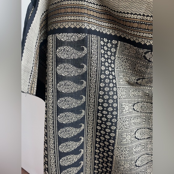 Fabindia handloom 100% cotton black & beige saree sari w stunning palloo - New - Picture 13 of 15